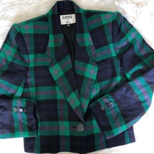 Kasper for ASL Green Plaid Blazer-12